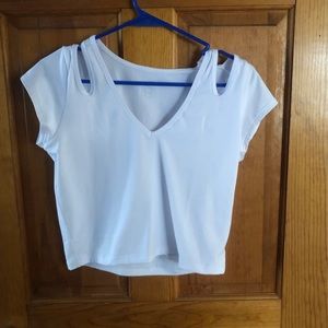 bombshell white crop top size large